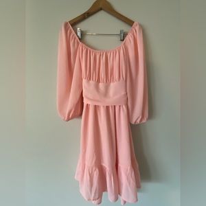 puffy sleeves pink dress